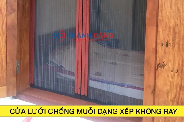 Cửa lưới chống muỗi dạng xếp xích 2 cánh không ray