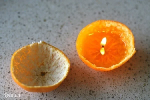 Tạo nến bằng vỏ cam, vỏ quýt