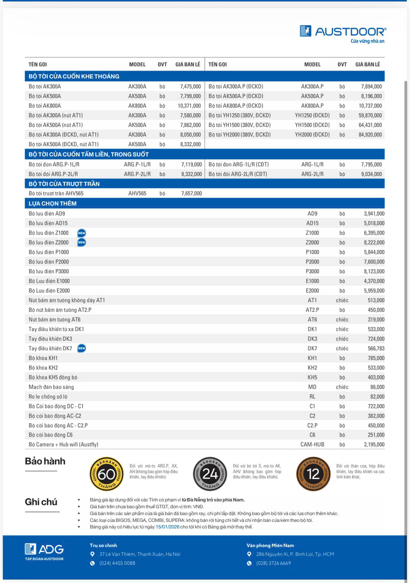Báo giá cửa cuốn Austdoor tại Bảo Lộc 2026