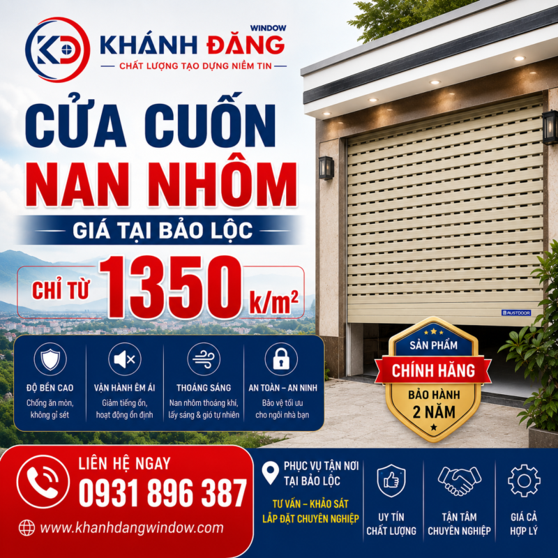 Cửa Cuốn Nan Nhôm Bảo Lộc Giá Chỉ Từ 1350K/m²