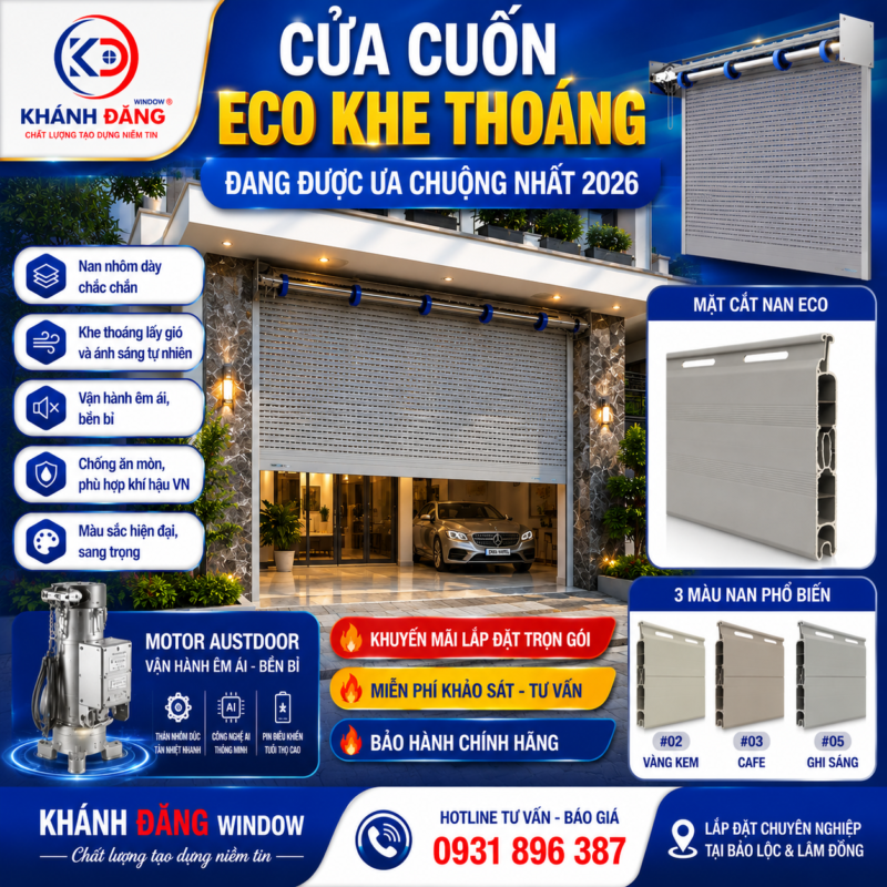 CỬA CUỐN ECO KHE THOÁNG ĐANG ĐƯỢC ƯA CHUỘNG NHẤT 2026