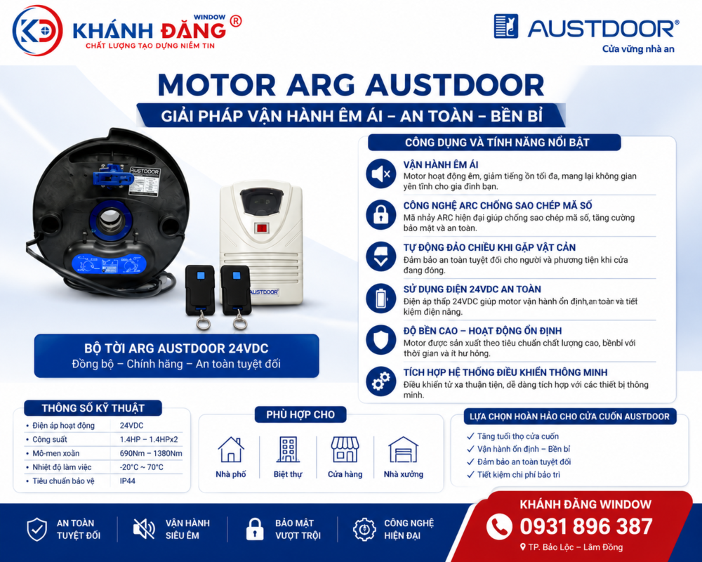 Motor ARG Austdoor – Giải Pháp Vận Hành An Toàn Và Hiện Đại
